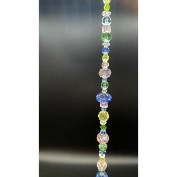 Beaded Suncatcher - Pastel Pink Blue Green Yellow - Blue Crystal Prism - Decor - Picture 9 of 12